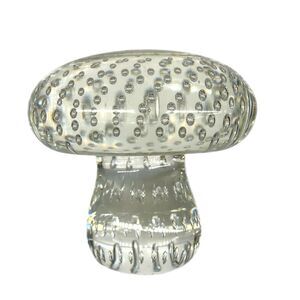 Vintage Viking Art Glass Controlled Bubble Mid Century Mushroom Paperweight